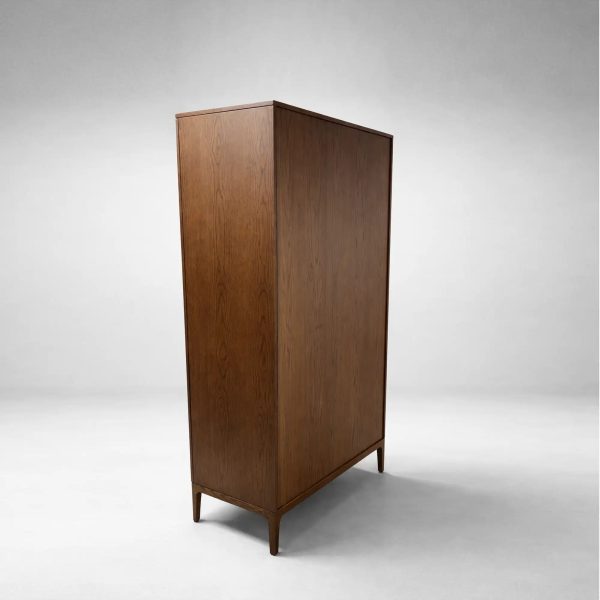 Linley Oak Wood Tall Display Cabinet Glass Door Bookcase with Drawers - Image 12