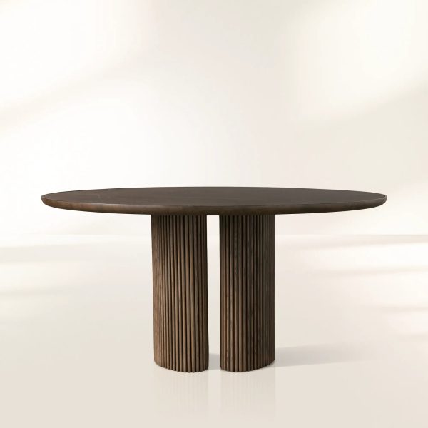 Astor Round Natural Marble Top Dining Table Oak Wood Base - Image 5