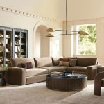Finnley Round Coffee Table Stone Top Sofa Center Tea Table with Brass Base - Image 2