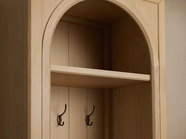 Hattie Oak Wood Entryway Cabinet Storage Tall Cabinet With Hooks - Image 8