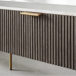 Finnley Low Media TV Stand Storage Cabinet with Stone Top - Image 10