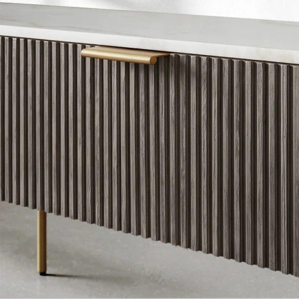 Finnley Low Media TV Stand Storage Cabinet with Stone Top - Image 10