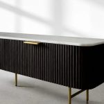 Finnley Low Media TV Stand Storage Cabinet with Stone Top - Image 9