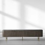 Finnley Low Media TV Stand Storage Cabinet with Stone Top - Image 8