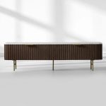 Finnley Low Media TV Stand Storage Cabinet with Stone Top - Image 5