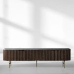 Finnley Low Media TV Stand Storage Cabinet with Stone Top - Image 6