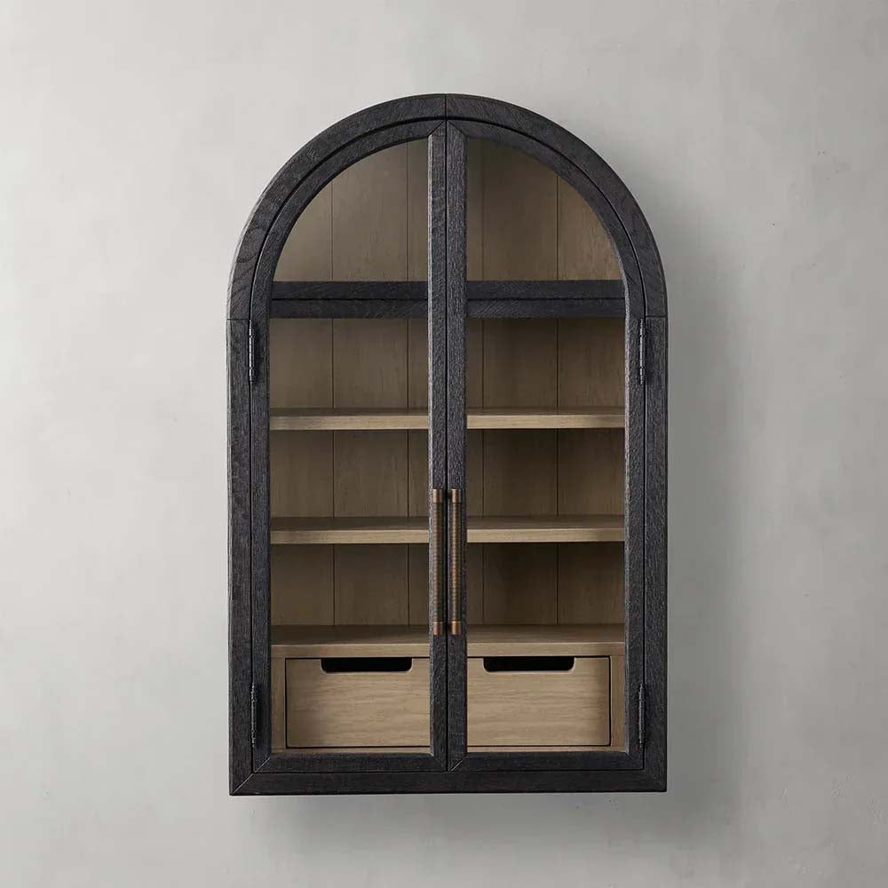 25931ed7-a2e6-487b-a776-756cf536aaff.jpg Hattie Medi Century Style Wall Mounted Storage Cabinet Wood Arched Drawers Cabinet - Image 1