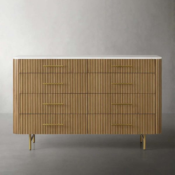 Finnley Wood Eight-Drawer Dresser with Marble or Bluestone Top Rural Chest Of 8 Drawers Cabinet - Image 22