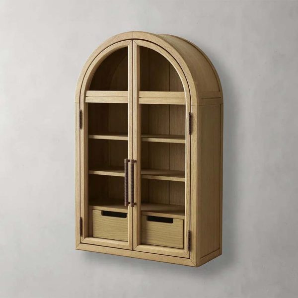 Hattie Medi Century  Style Wall Mounted Storage Cabinet Wood Arched Drawers Cabinet - Image 8
