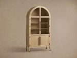 Hattie Glass Tall Display Cabinet Oak Wood Living Room Storage Cabinet - Image 6
