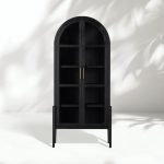 Hattie Wright Mediterranean Glass Door Display Cabinets Wood Living Dining Room Tall Cabinets - Image 19