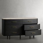 Danny Wood Six-Drawer Dresser with Marble Top Chest Of 6 Drawers Storage Cabinet - Image 5