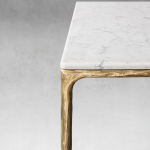 Thaddeus Metal Marble Rectangular Dining Table Hand-Forged Kitchen Table - Image 4