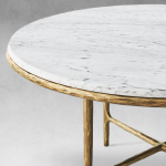 Thaddeus Metal Marble Round Dining Table Hand-Forged Kitchen Table - Image 3