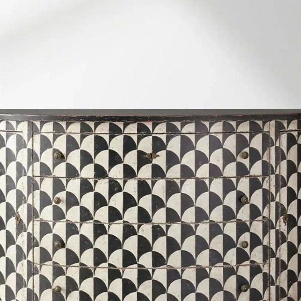 Andretta solid poplar wood drawer Cabinet With black and white geometric motif - Image 3