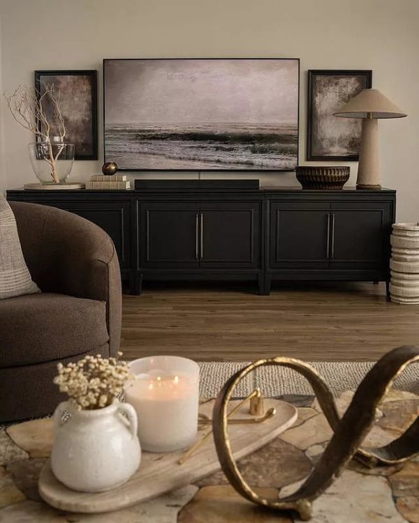 Rowan Entrance Storage Cabinet Wood TV Stand Unit Modern Sideboard with Doors - Image 2