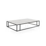 Nomad Rectangular White Marble Coffee Table Living Room Center Tea Table With Steel Base - Image 5