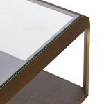 Max Rectangular Glass Coffee Table Faux Shagreen Living Room Center Tea Table - Image 6