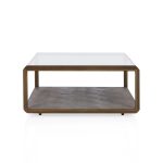 Max Rectangular Glass Coffee Table Faux Shagreen Living Room Center Tea Table - Image 4