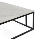 Nomad Rectangular White Marble Coffee Table Living Room Center Tea Table With Steel Base - Image 6