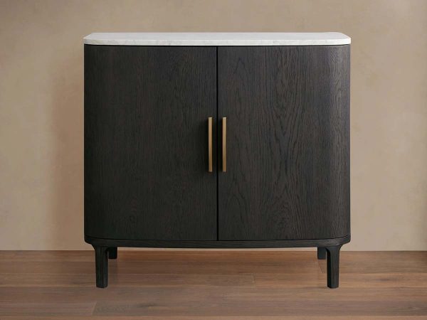 Danny Oak Wood Sideboards Cabinet Marble Top Buffet Cabinet Lockers - Image 7