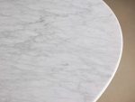 Saint Germain Round Dining Table with Marble Top Wood Dauphine Base - Image 3