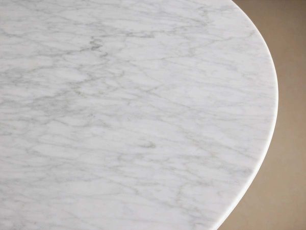 Saint Germain Round Dining Table with Marble Top Wood Dauphine Base - Image 3