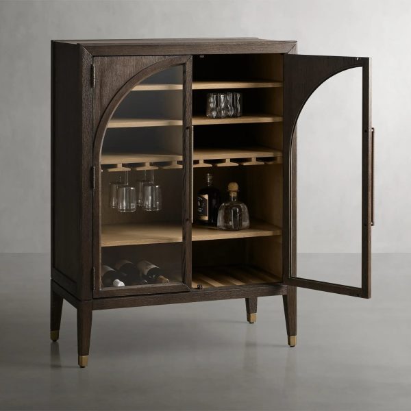 Hattie Wood Low Bar Cabinet Mid-century Modern Oak Wine cabinet - Image 5