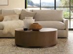 Malone Round Plinth Coffee Table Leather Cocktail Table Modern Living Room Center Tea Table - Image 2