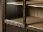 Hattie Glass Tall Display Cabinet Oak Wood Living Room Storage Cabinet - Image 10