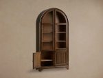 Giotto Antique Tall Display Cabinet Wood Side Storage Cabinet Bookcase with Glass Doors - Image 9