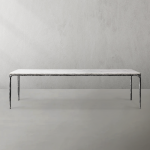 Thaddeus Metal Marble Rectangular Dining Table Hand-Forged Kitchen Table - Image 15