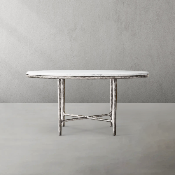 Thaddeus Metal Marble Round Dining Table Hand-Forged Kitchen Table - Image 20