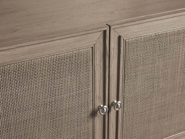 Pearson Mindi TV Stand Woven Cane Cabinet Doors Media Console Wood Sideboard Television Storage Unit - Image 3