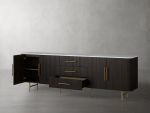 Finnley Marble Top Sideboard Wood Bluestone Top Buffet Cabinet with Drawers - Image 2