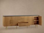 Finnley Sideboard Carrara Marble & Bluestone Top Buffet Cabinet With Drawer - Image 5