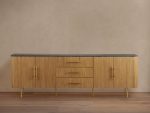 Finnley Sideboard Carrara Marble & Bluestone Top Buffet Cabinet With Drawer - Image 4