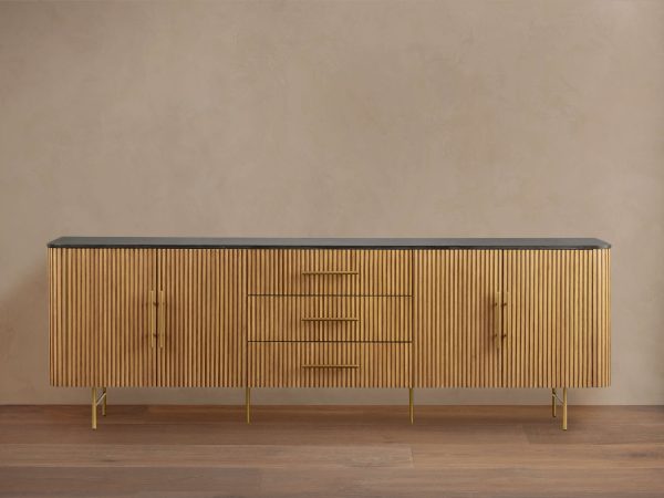 Finnley Sideboard Carrara Marble & Bluestone Top Buffet Cabinet With Drawer - Image 4