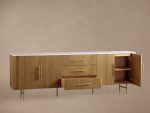 Finnley Sideboard Carrara Marble & Bluestone Top Buffet Cabinet With Drawer - Image 2