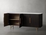 Finnley Wood Sideboard Marble Countertop Buffet Storage Cabinet Rural Entryways Cabinet - Image 2