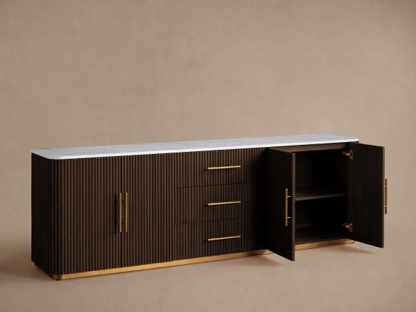 Finnley Plinth Sideboard with Carrara Marble Top Buffet Cabinet - Image 3