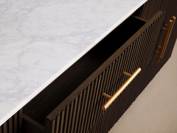 Finnley Plinth Sideboard with Carrara Marble Top Buffet Cabinet - Image 5