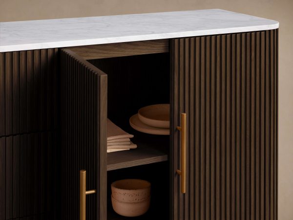 Finnley Plinth Sideboard with Carrara Marble Top Buffet Cabinet - Image 4