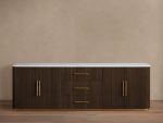 Finnley Plinth Sideboard with Carrara Marble Top Buffet Cabinet - Image 2