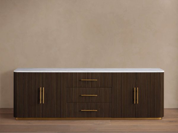 Finnley Plinth Sideboard with Carrara Marble Top Buffet Cabinet - Image 2