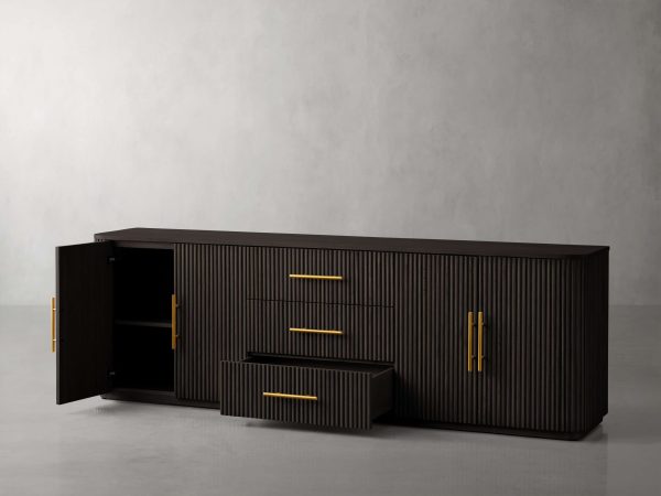 Finnley Reeded Wide-Format Sideboard Wood Buffet Cabinets with 3 Drawers - Image 5