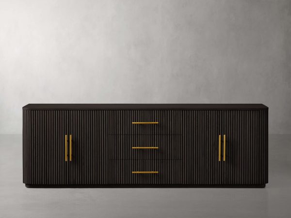 Finnley Reeded Wide-Format Sideboard Wood Buffet Cabinets with 3 Drawers - Image 4