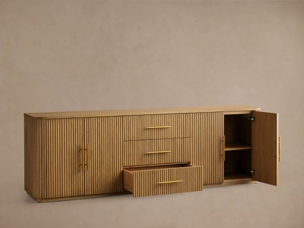 Finnley Reeded Wide-Format Sideboard Wood Buffet Cabinets with 3 Drawers - Image 2
