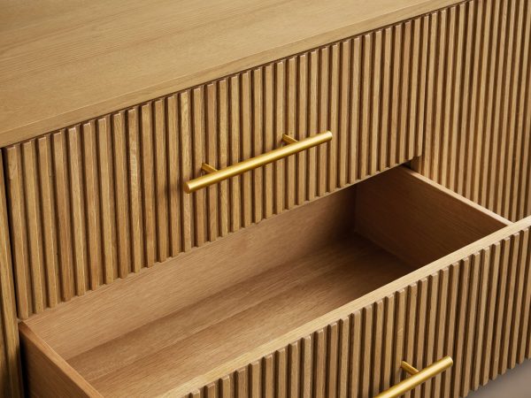 Finnley Reeded Wide-Format Sideboard Wood Buffet Cabinets with 3 Drawers - Image 3