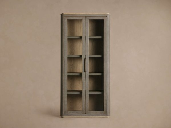 Harrow Tall Display Cabinets with Faux Shagreen Finish - Image 2
